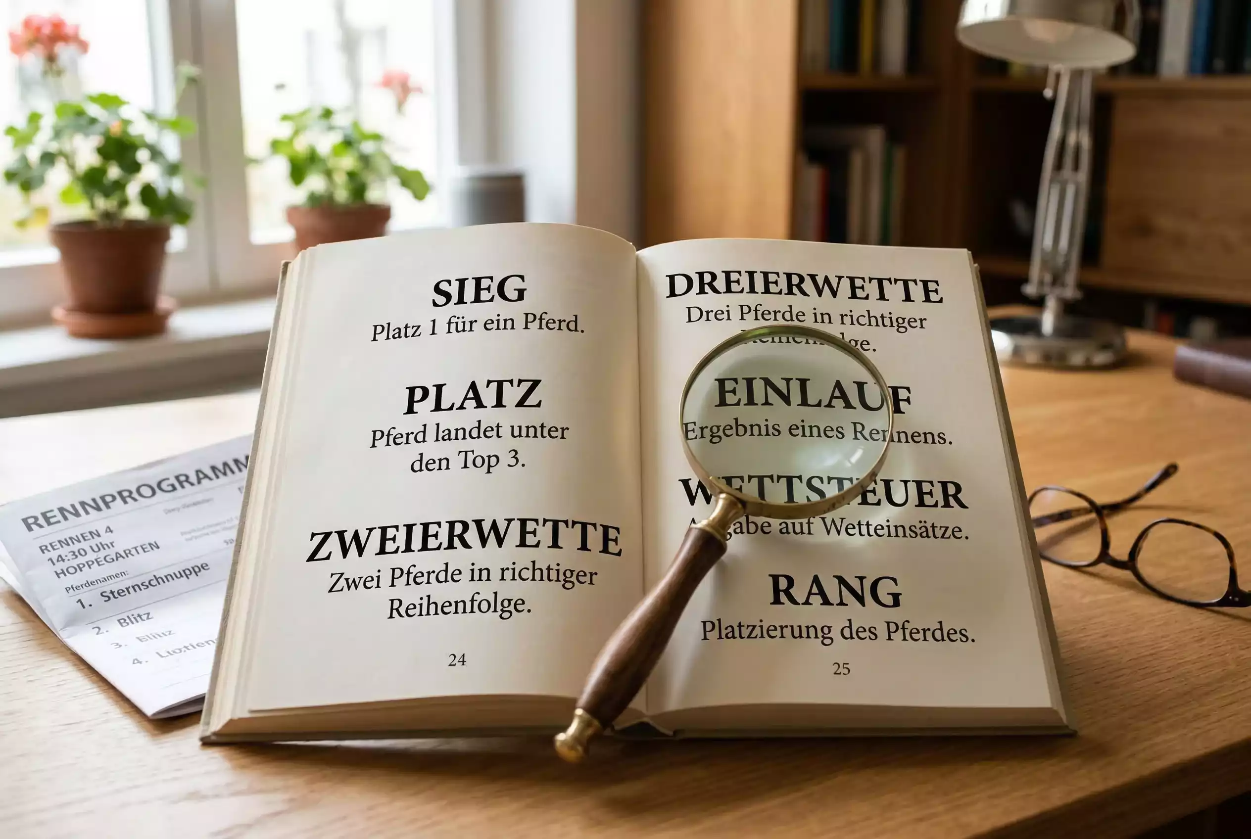 Pferdewetten Glossar – Aufgeschlagenes Lexikon mit Rennwetten-Fachbegriffen