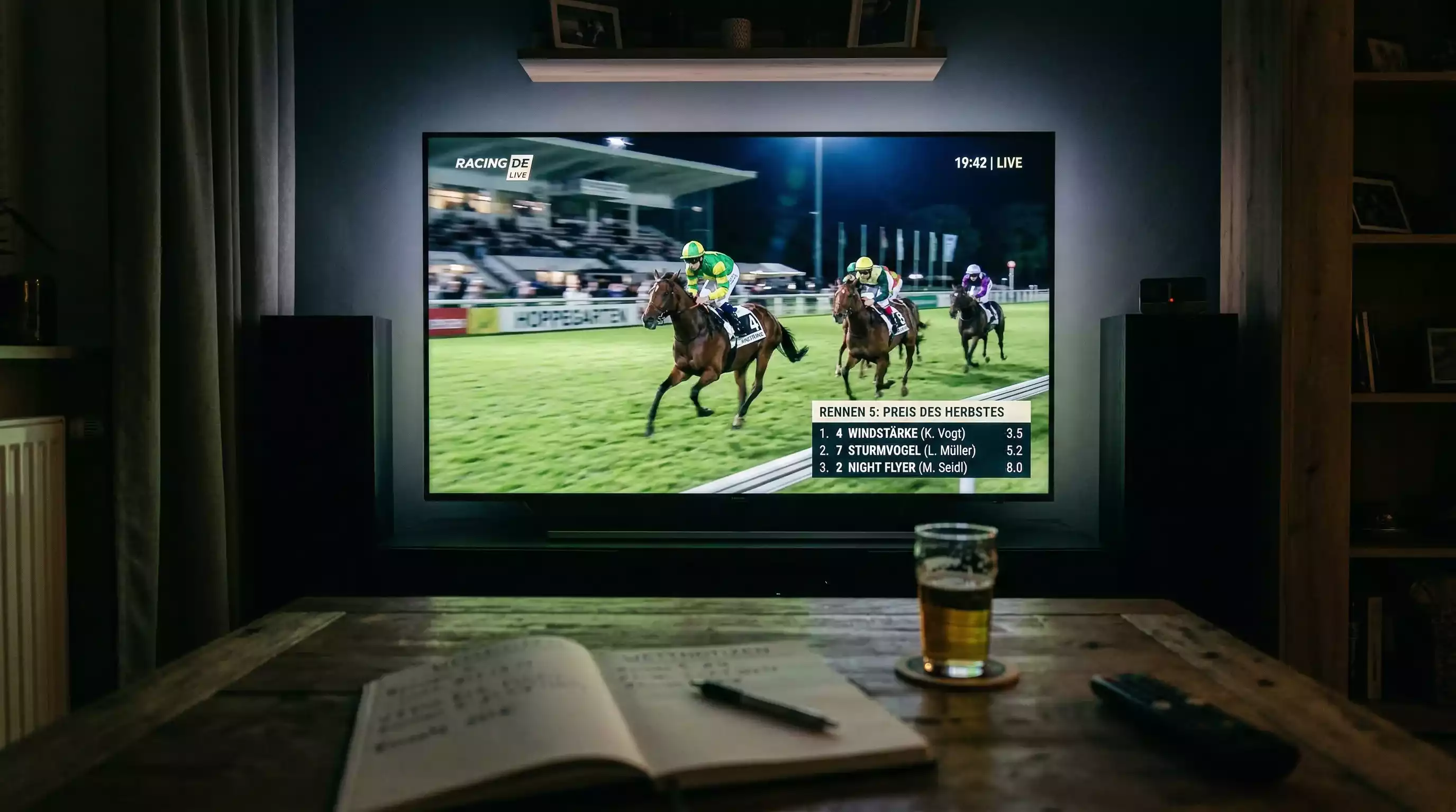 Pferdewetten Livestream – Live-Übertragung eines Pferderennens auf dem Bildschirm