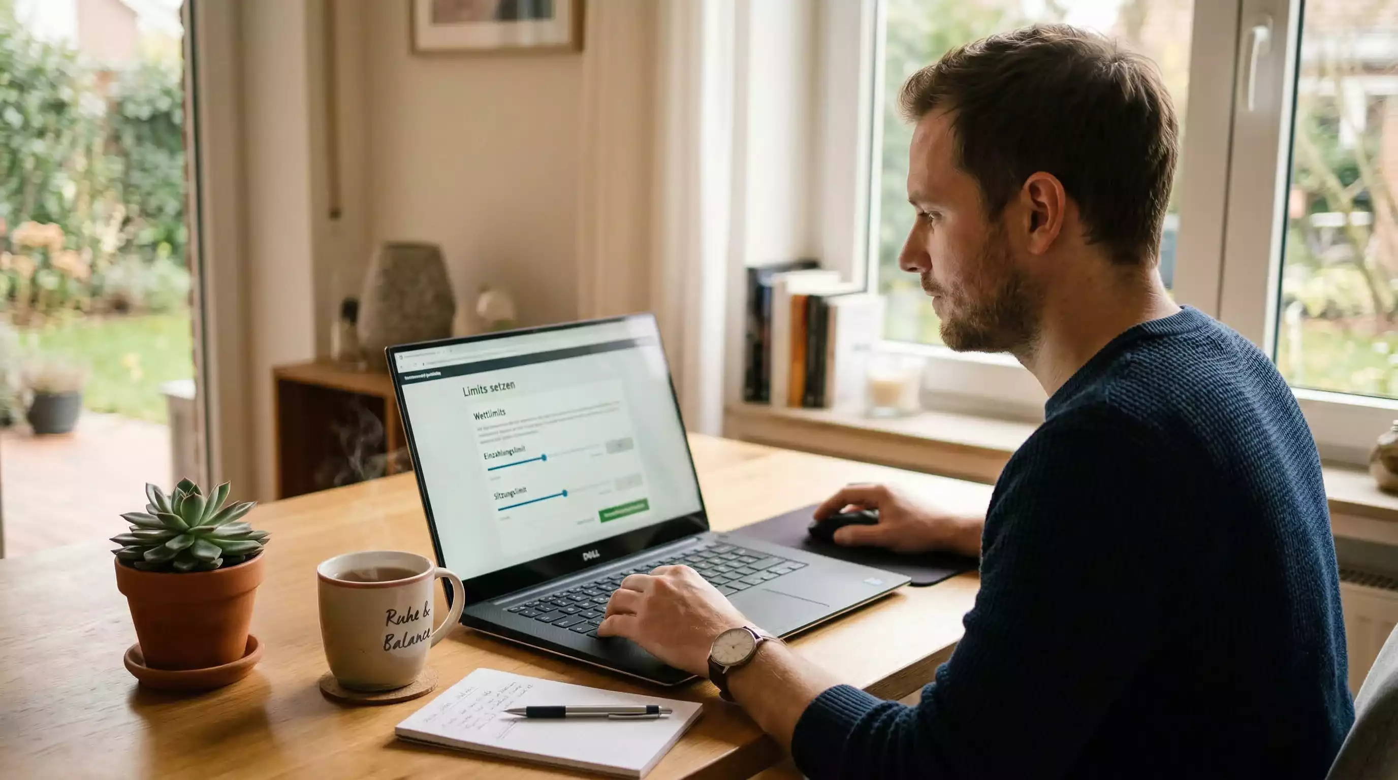 Verantwortungsvolles Spielen – Person setzt bewusst Limits am Laptop