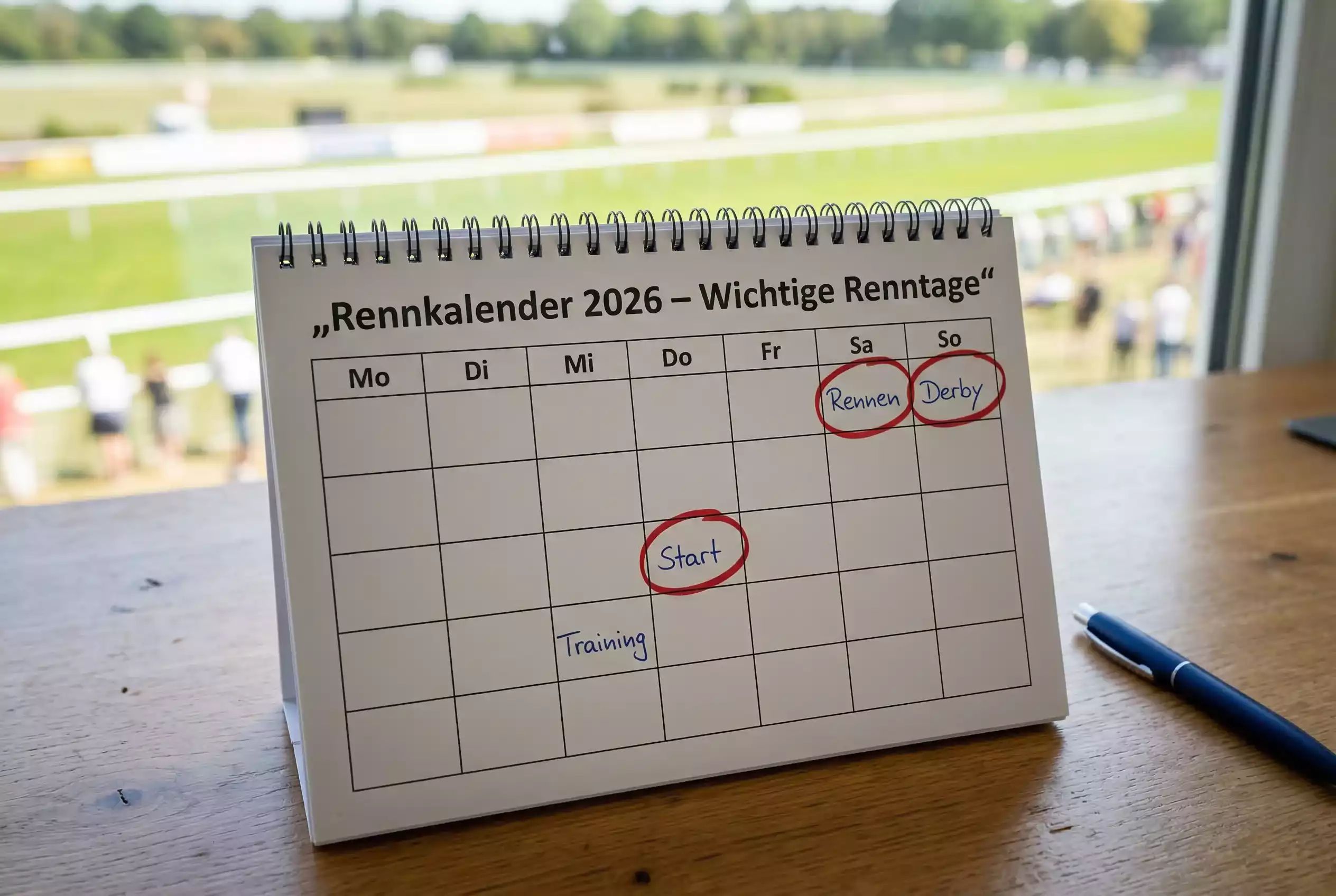 Rennkalender 2026 – Jahresplaner mit markierten Renntagen auf deutscher Rennbahn
